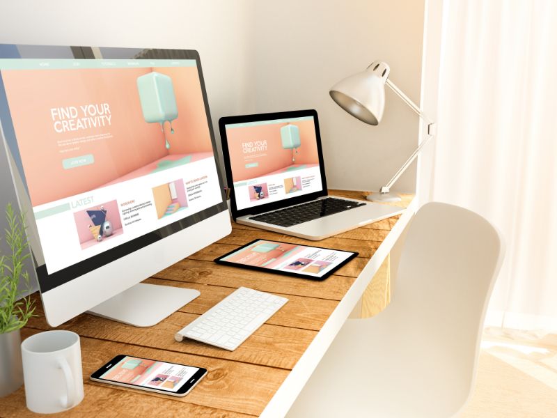 Responsive website content displayed across multiple devices
