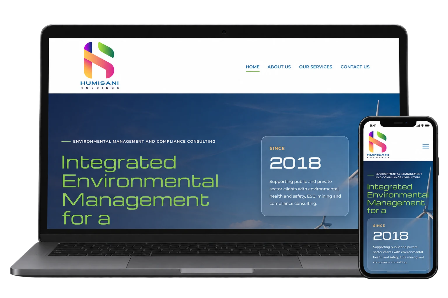 Humisani Holdings website Humisani Holdings website displayed on a laptop and smartphone