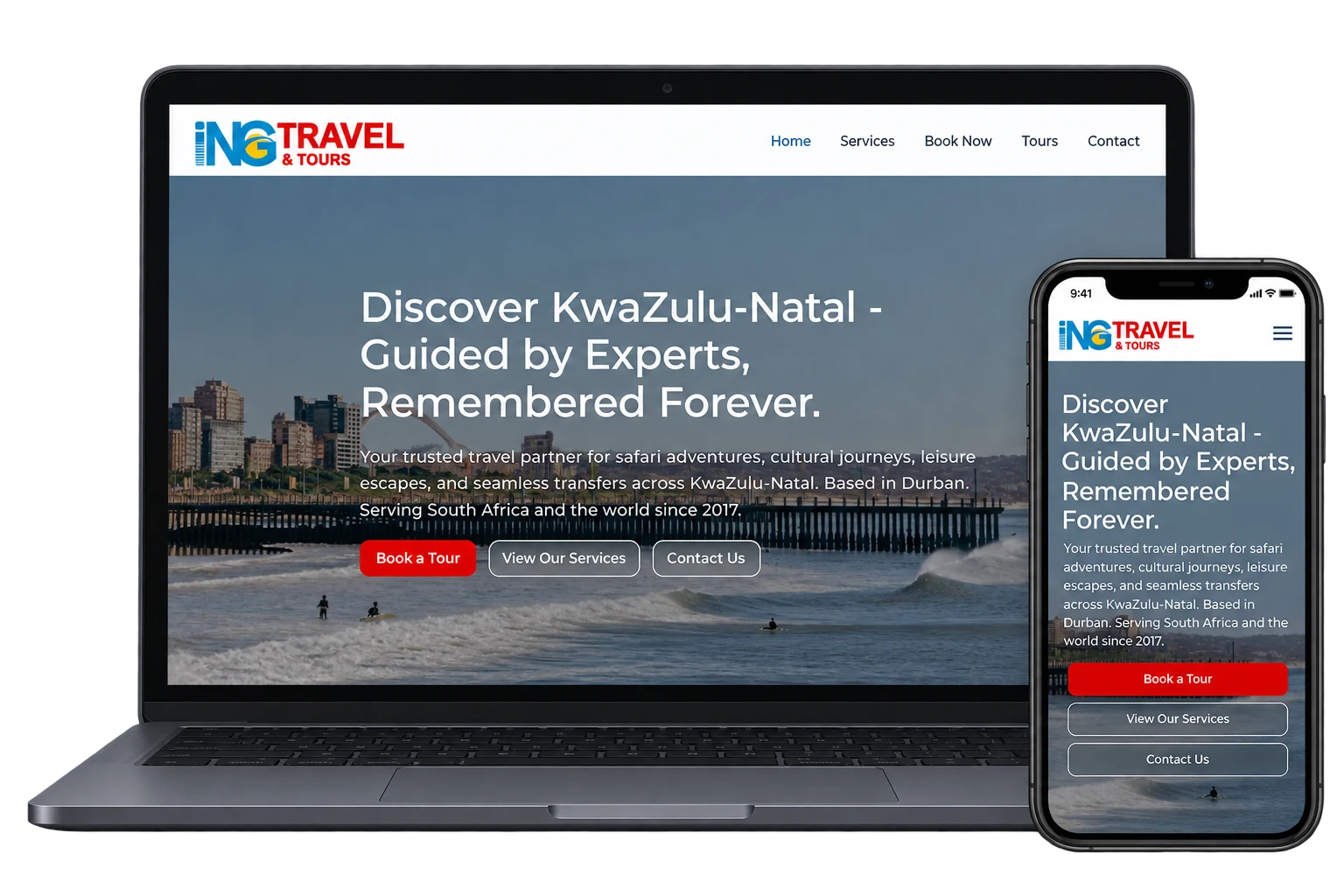 ING Travel & Tours website ING Travel & Tours website displayed on a laptop and smartphone